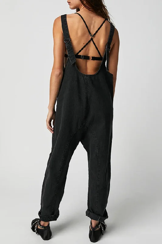 pocket-v-neck-suspender-denim-jumpsuit