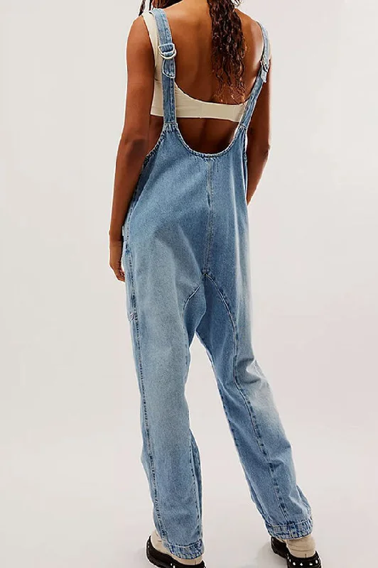 pocket-v-neck-suspender-denim-jumpsuit