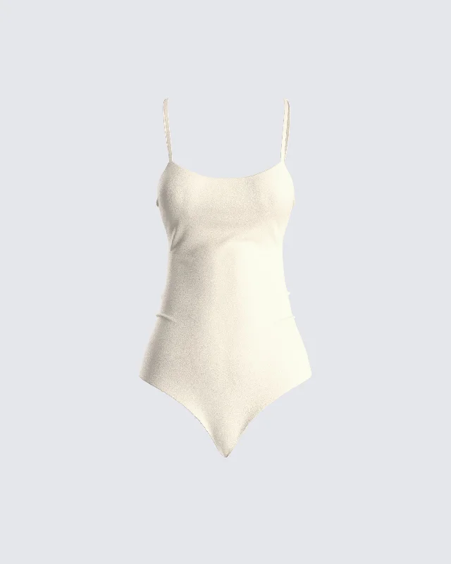 Regina Beige Knit Cami Bodysuit