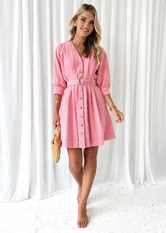 Rian Denim Dress - Pink