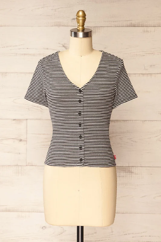 Sailar | Short Striped T-Shirt w/ Buttons