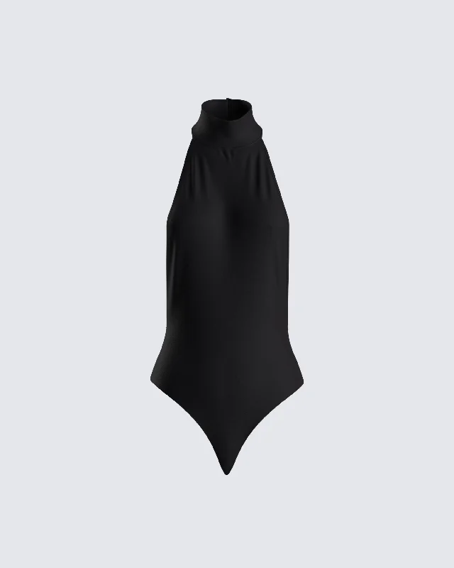 Salem Black Jersey Halter Bodysuit