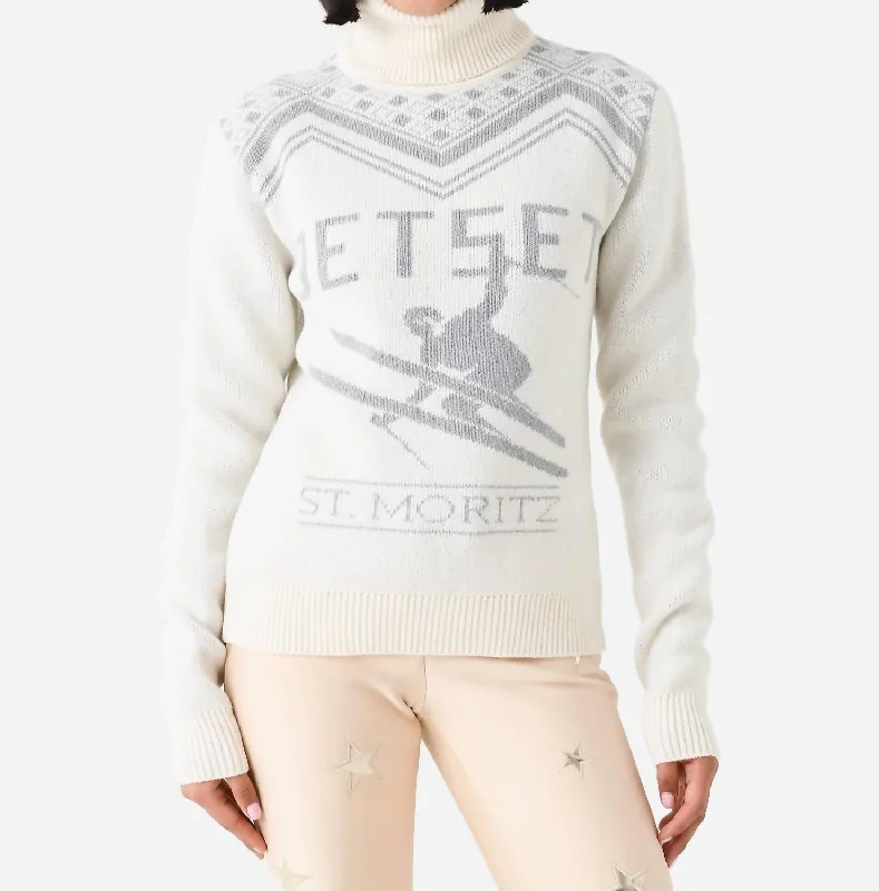 Ski Wool Turtleneck Sweater In Off White