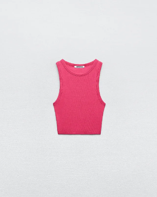 Solid Color Knit Summer Crop Top In Hot Pink