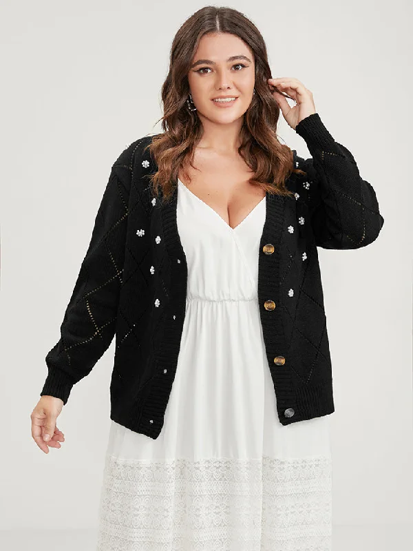 solid-pointelle-knit-pearl-beaded-crochet-button-front-cardigan