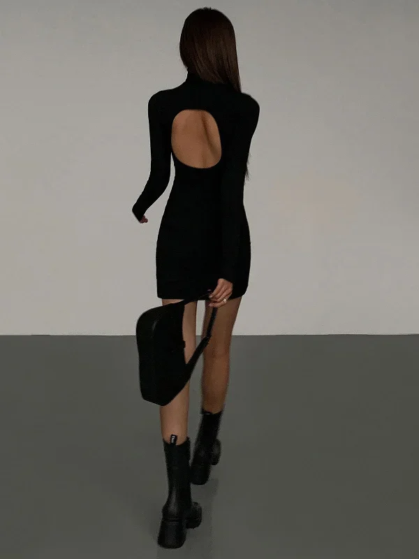 turtleneck-open-back-long-sleeve-short-dress