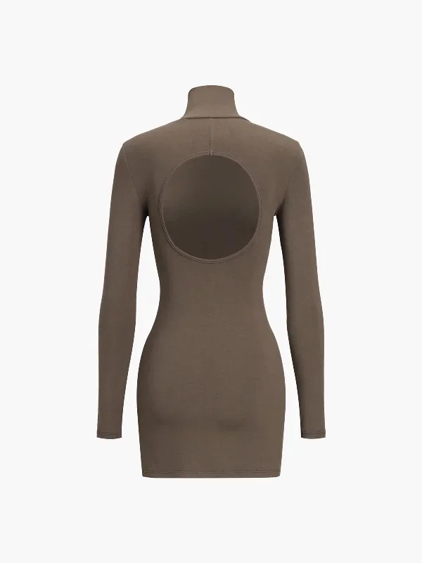 turtleneck-open-back-long-sleeve-short-dress