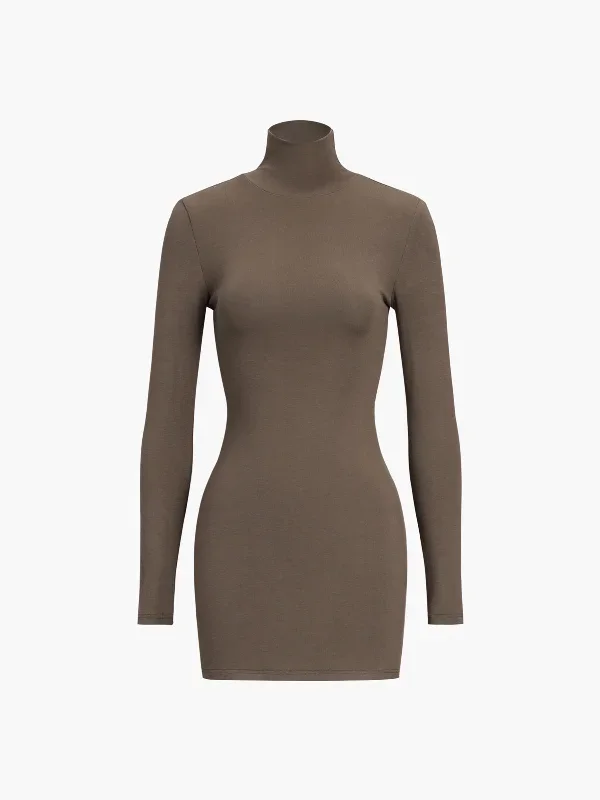 turtleneck-open-back-long-sleeve-short-dress