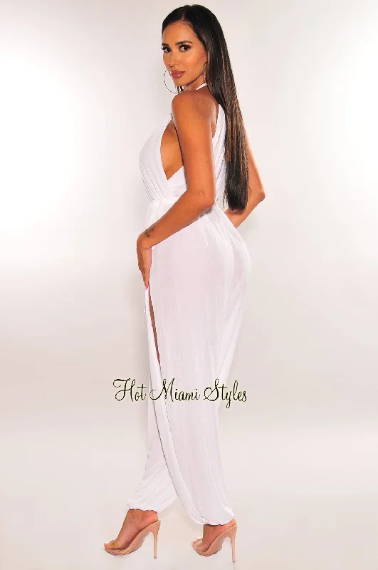 white-slit-hem-belted-harem-jumpsuit