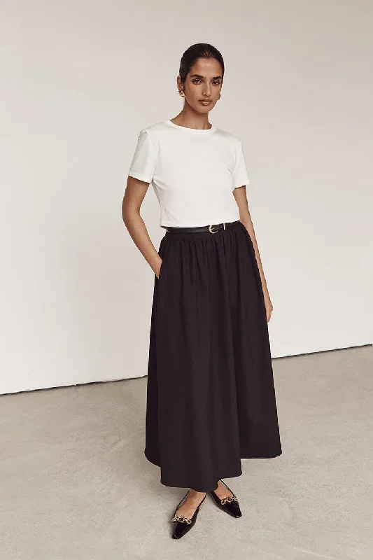 WILLOW BLACK MIDI SKIRT