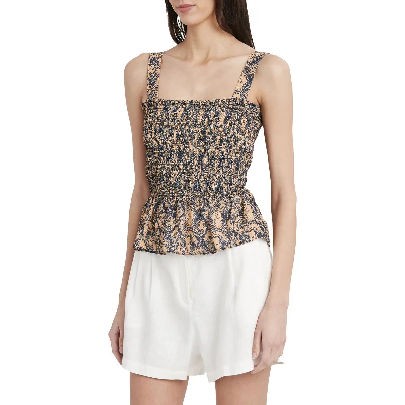 womens-snake-print-smocked-crop-top