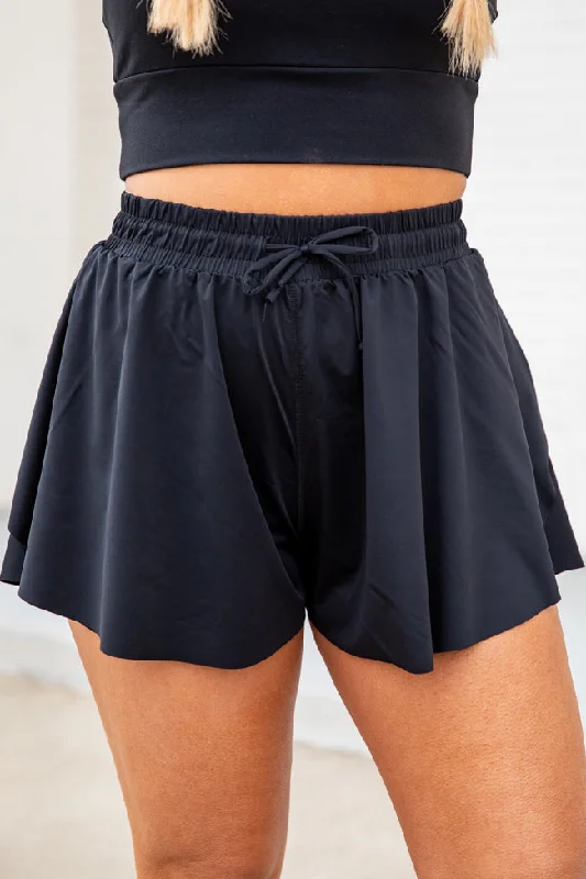 You're Worth It Black Flowy Active Shorts FINAL SALE