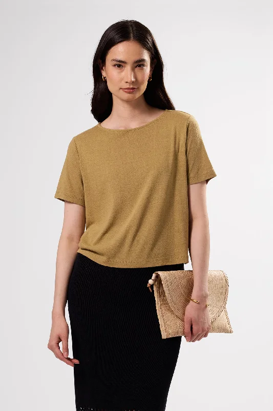 Yvette Silk Knit Tee - Elm